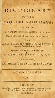 Cover of A Dictionary of the English Language