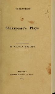 Cover of Characters of Shakespear's Plays