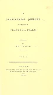Cover of A Sentimental Journey Through France and Italy